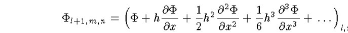 $\displaystyle \frac{\Phi_{l+1,m,n}-2\Phi_{l,m,n}+\Phi_{l-1,m,n}}{h^{2}} +
\frac{\Phi_{l,m+1,n}-2\Phi_{l,m,n}+\Phi_{l,m-1,n}}{h^{2}}$